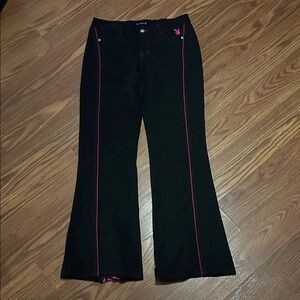 Vintage Rare Y2K‎ Playboy Bootcut/Flare Jeans W/ Hot Pink Piping Junior size 7